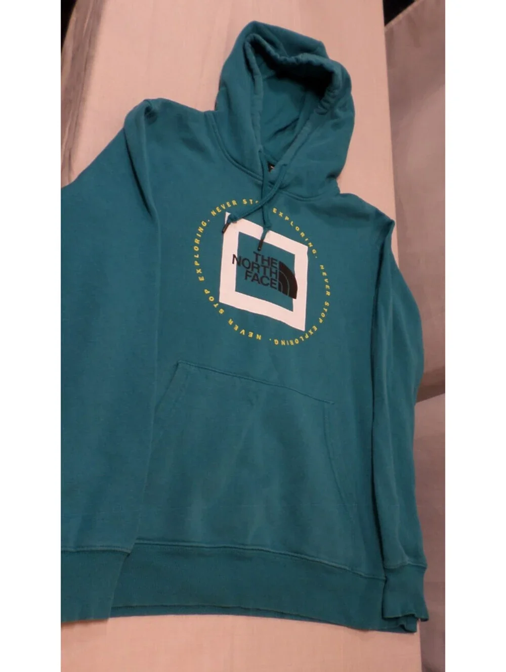 DESIGNER THE NORTH FACE COTTON BLEND WARM PULLOVER TEAL HOODIE MEN'S SIZE MEDIUM